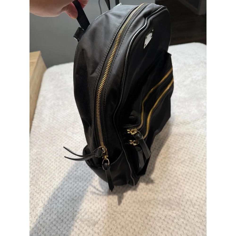 Kate Spade New York Black Nylon Backpack Gold Hardware Office Travel School